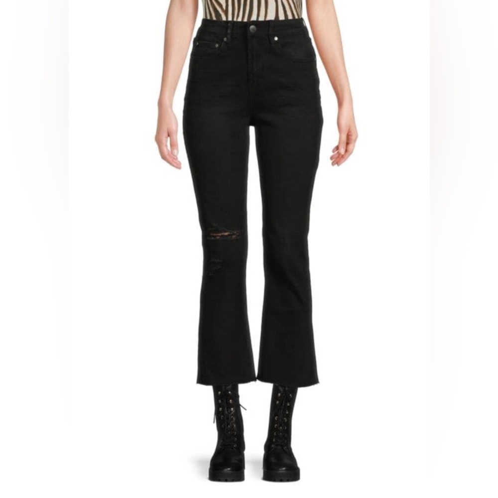 Cavalli Class By Roberto Cavalli High Rise Flare Cropped Jeans Black Size 32/12